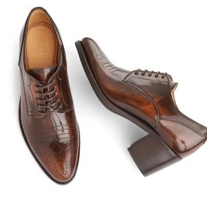 The Office of Angela Scott Miss Button 38.5/8 1/2  Mahogany Mid Heel